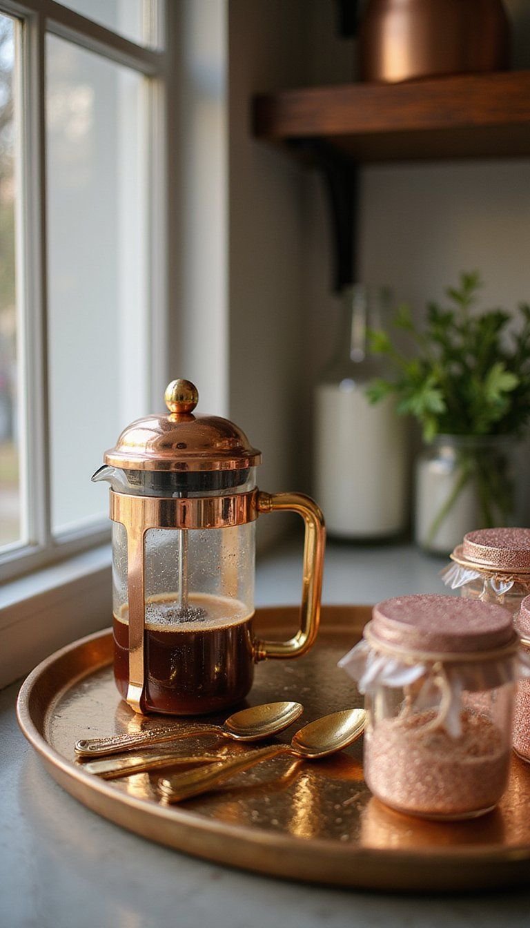 Metallic Gold And Copper Holiday Coffee Counter