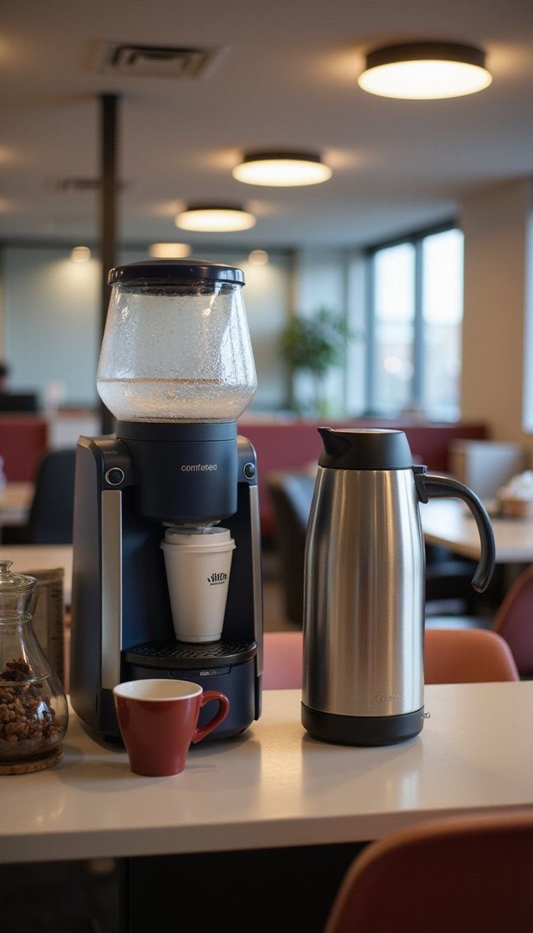 Office Breakroom Winter Coffee Setup For Team Mornings