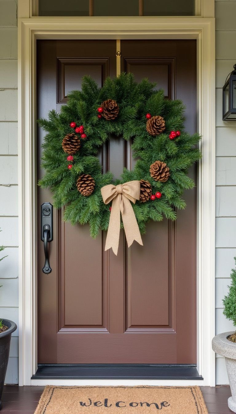 Classic Evergreen Wreath With Pinecones And Berries