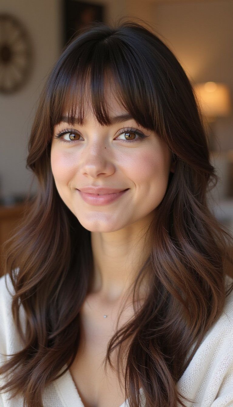 Soft Wispy Bangs With Face-Framing Layers