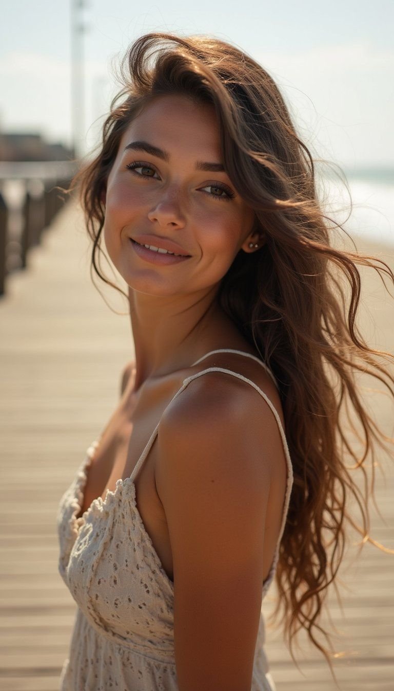 Beachy Waves And Zigzag Side Part Combo