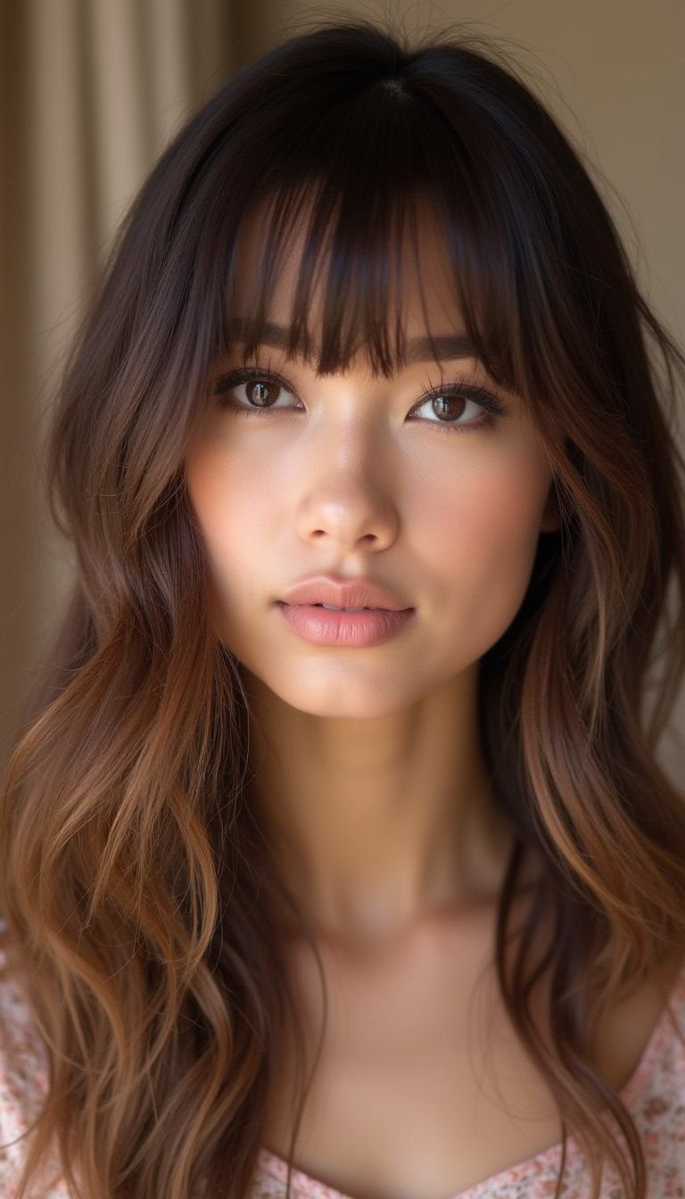 Curtain Bangs Framed By Zigzag Part Line