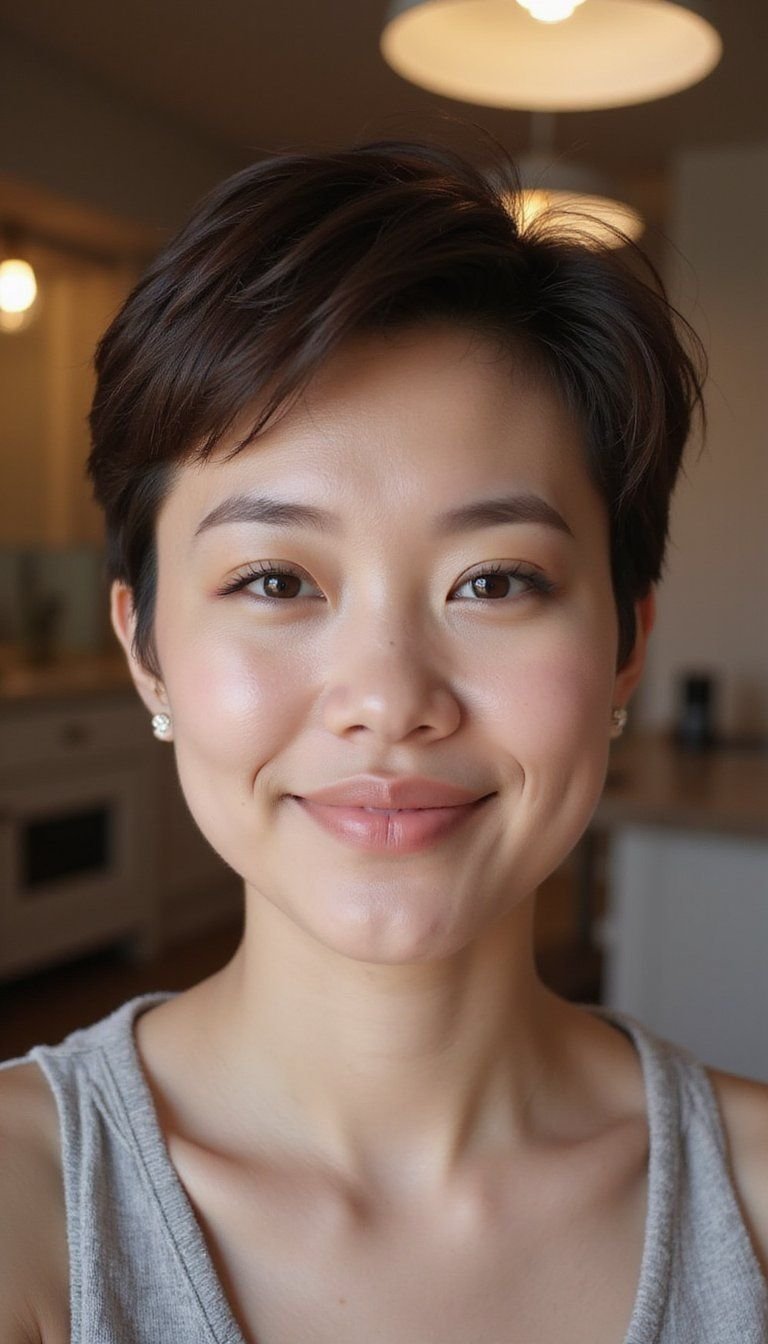 Pixie Crop With Subtle Zigzag Part Line