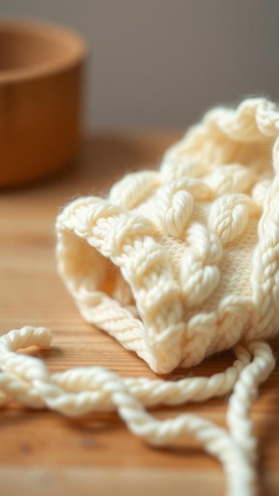 Cable-knit newborn bonnet in gentle yarn