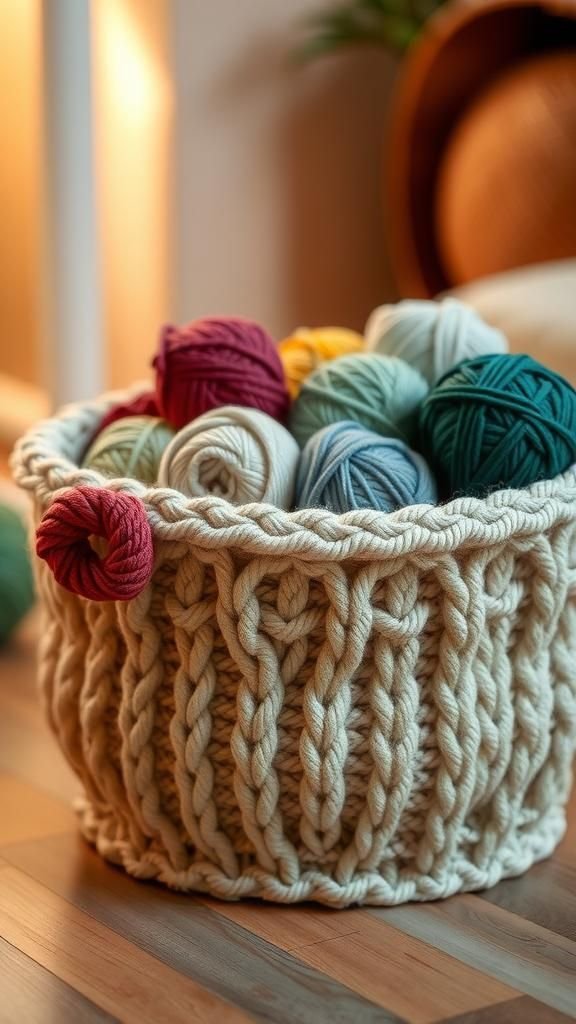 Chunky basket organizer for yarn and keepsakes