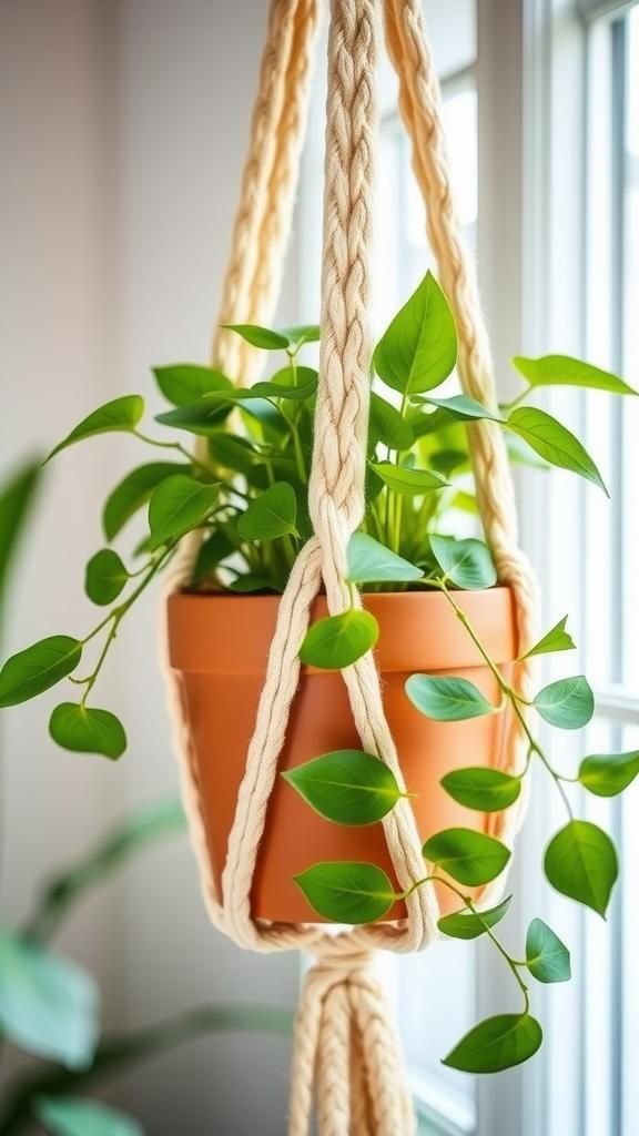 Chunky plant hanger that cradles a pot gently