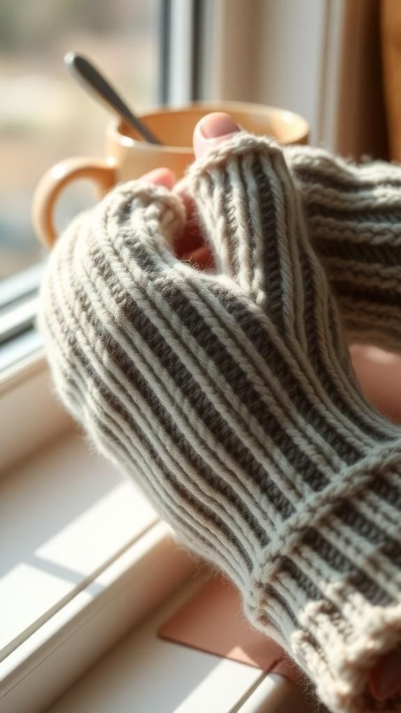 Soft fingerless mitts perfect by the window