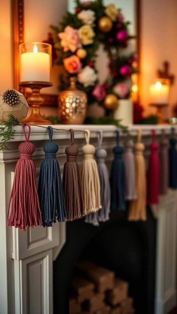 Tassel garland to brighten a mantelpiece