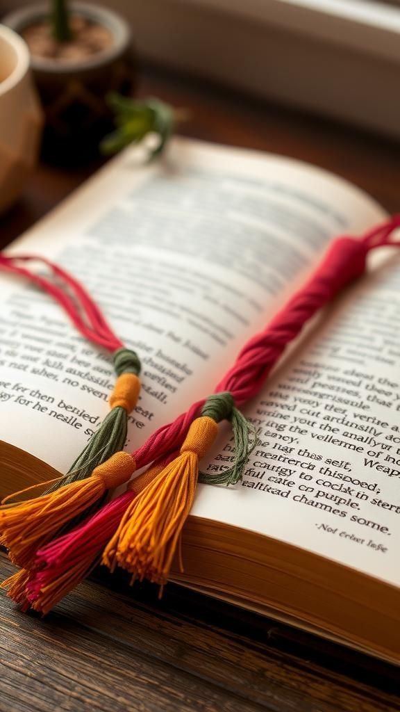 Tasseled bookmarks that smell faintly of wool