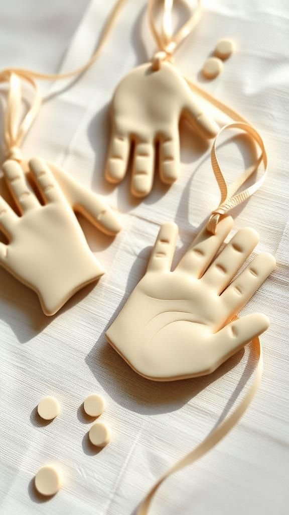 Clay handprint ornaments for tiny memory keepsakes
