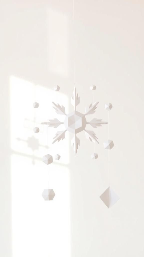 Geometric hexagon snowflake mobiles for modern decor