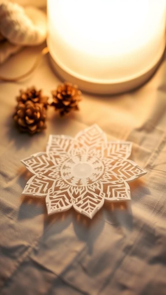 Lace-inspired delicate snowflake silhouettes for cozy corners