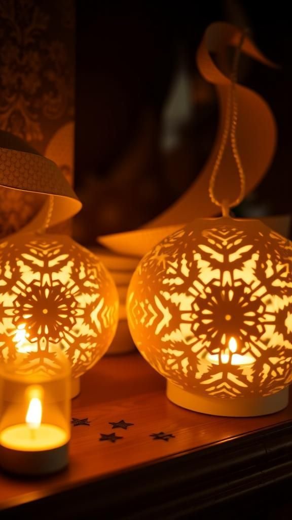 Tiny tea-light snowflake lanterns for evenings