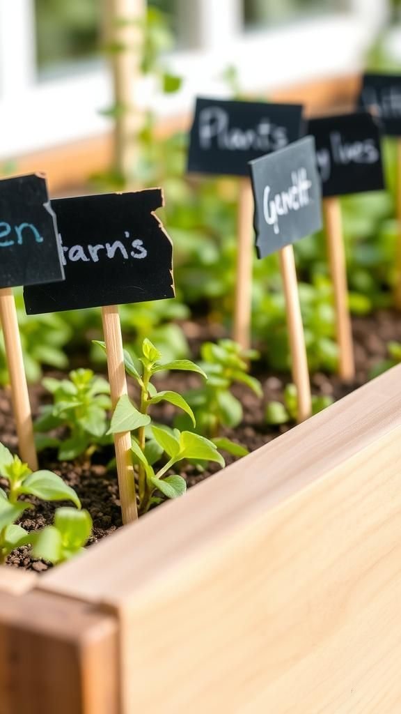 Mini chalk slates on slender stakes
