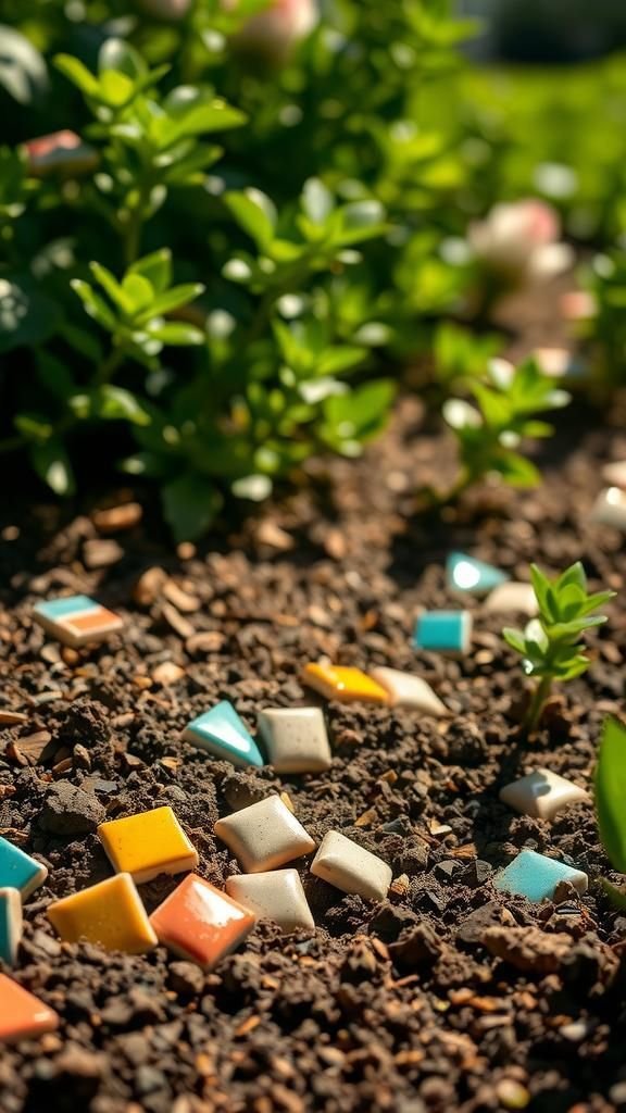 Mosaic ceramic tile markers with glossy grout