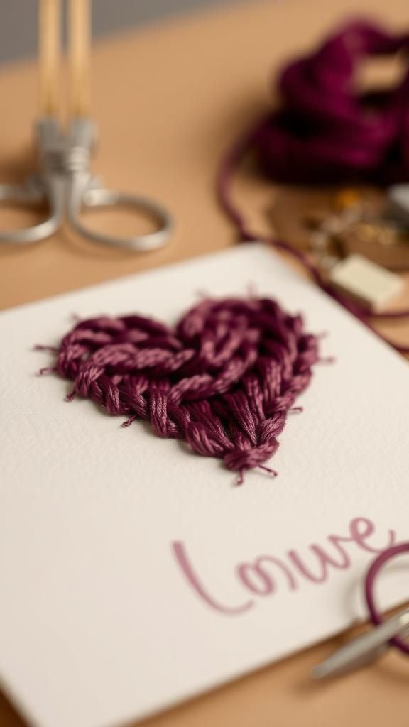 Embroidered heart with visible thread texture