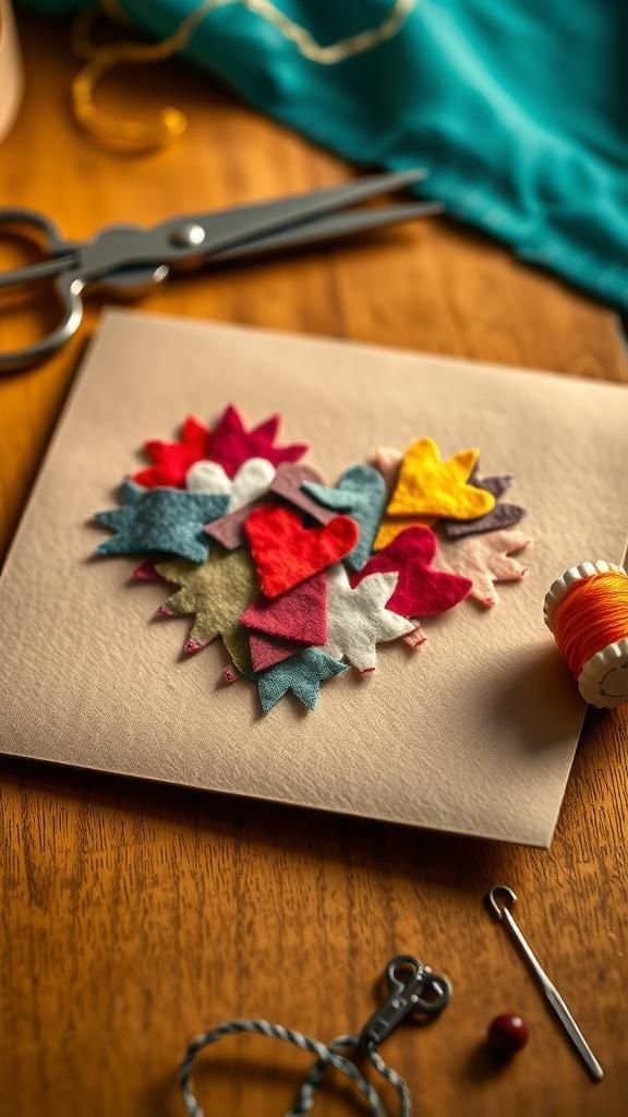Fabric scrap heart with cozy textile texture