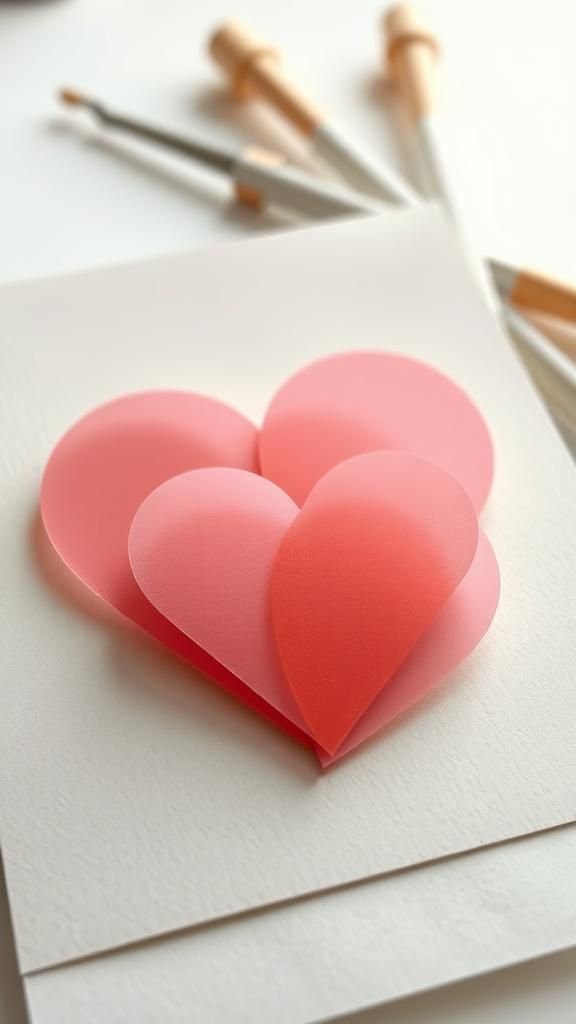Layered vellum hearts for soft translucency