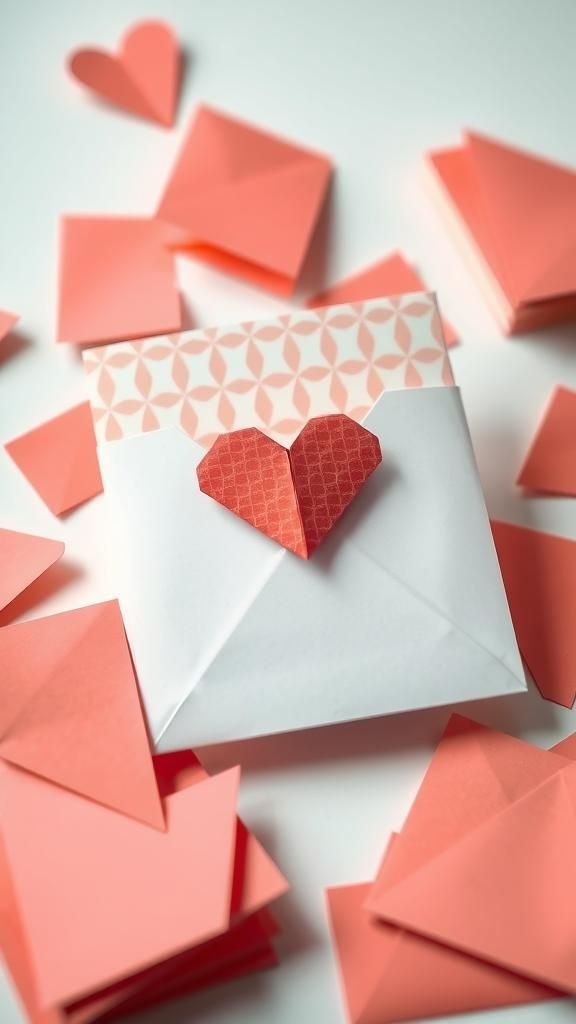 Origami heart tucked into a pocket card