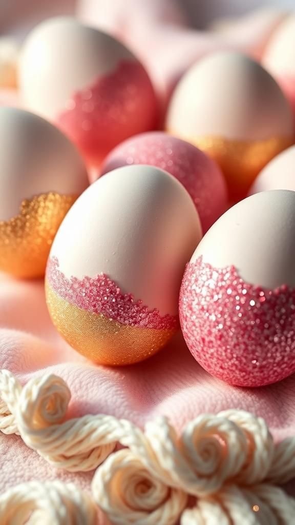Glitter-dipped eggs with subtle sparkle gradient