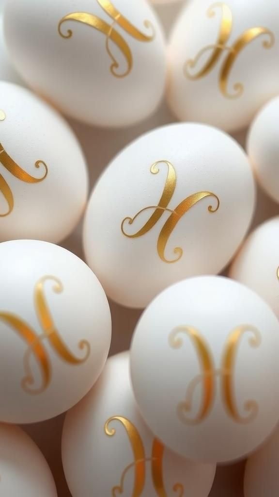 Hand-lettered monogram eggs with metallic ink