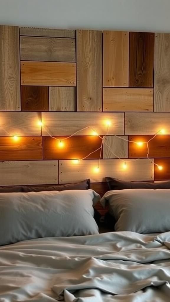 Pallet wood headboard with rustic plank appeal