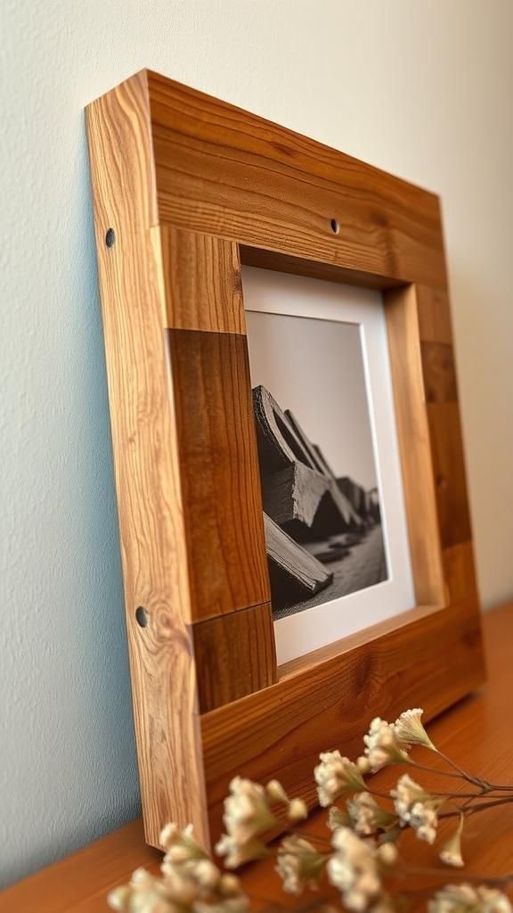 Simple pallet wood picture frame with rustic grain