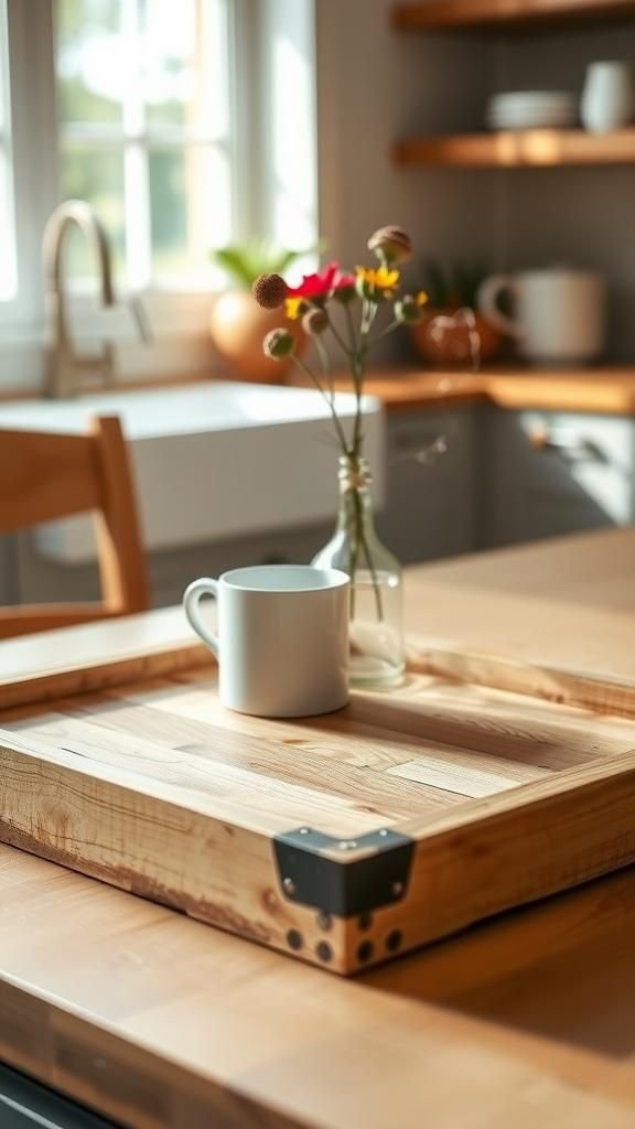 Small decorative tray with reclaimed wood grain
