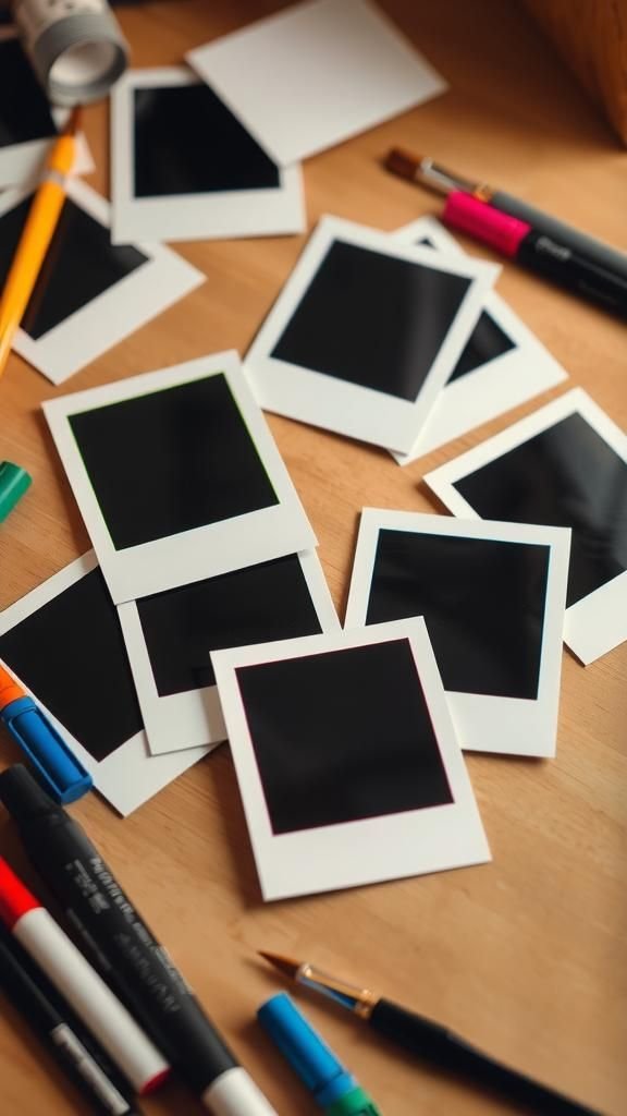 Charming polaroid frames from cardboard scraps