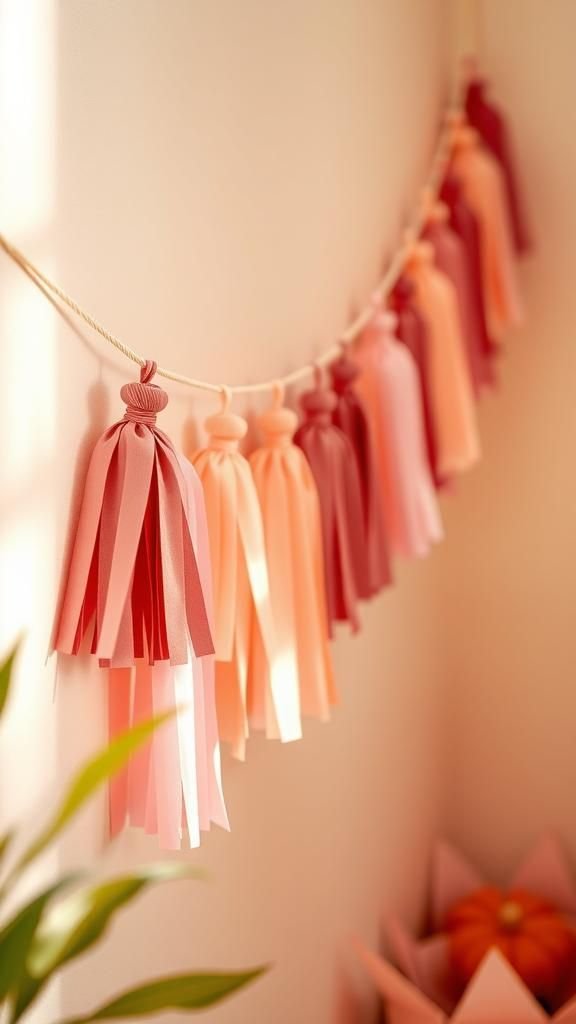Paper tassel garlands in mixed textures