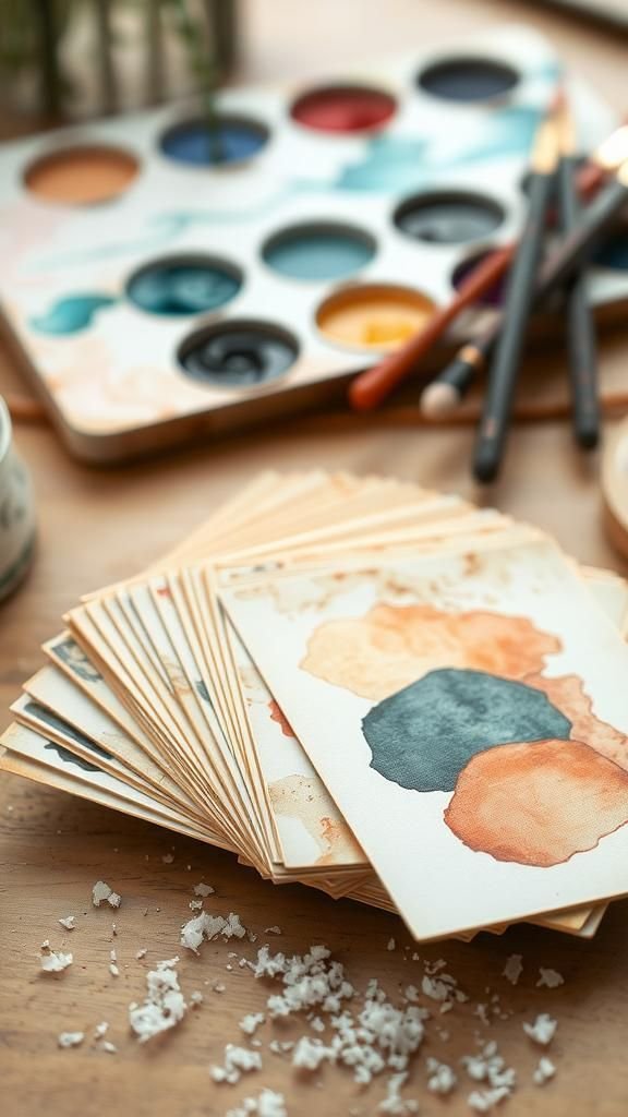 Tiny watercolor art trading cards to swap