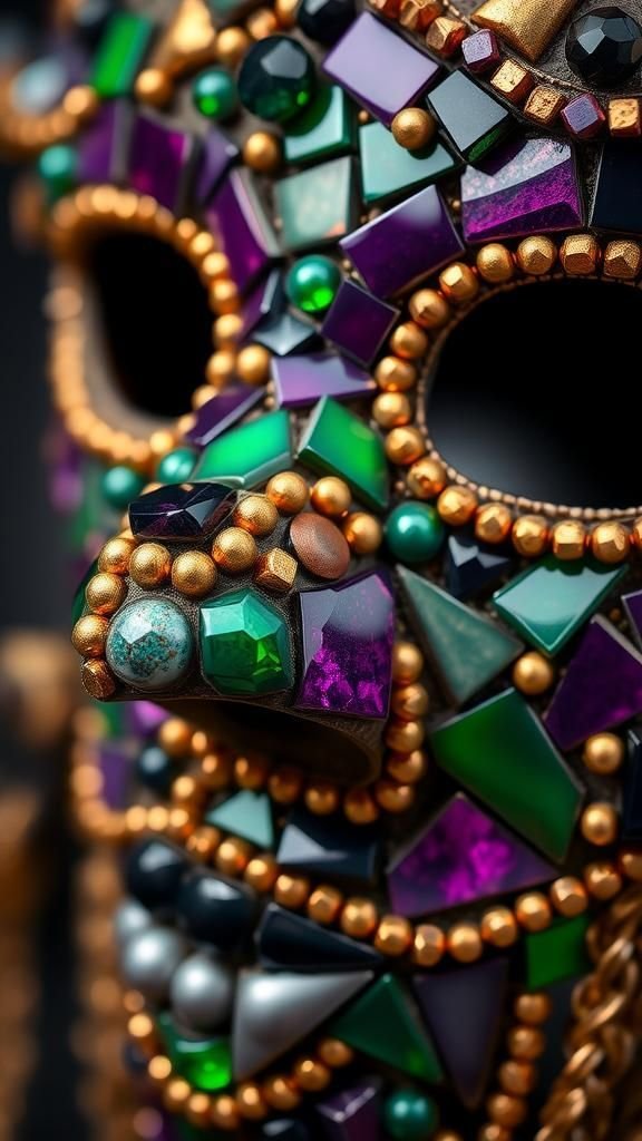 Bead mosaic mask with textured surface detail