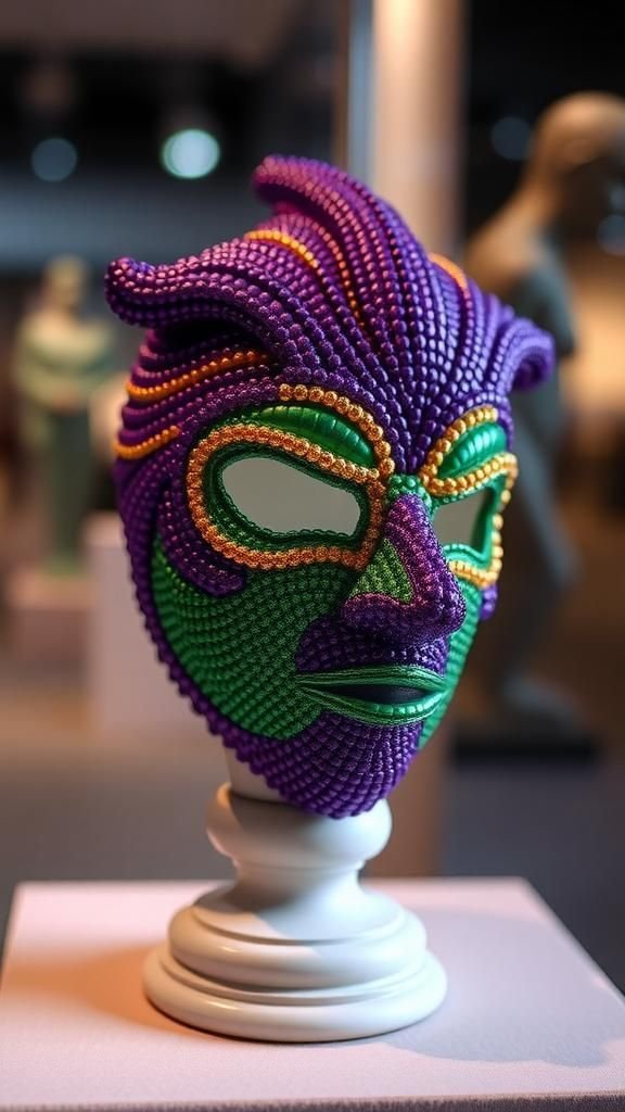 Bead-sculpted mask for table-top display