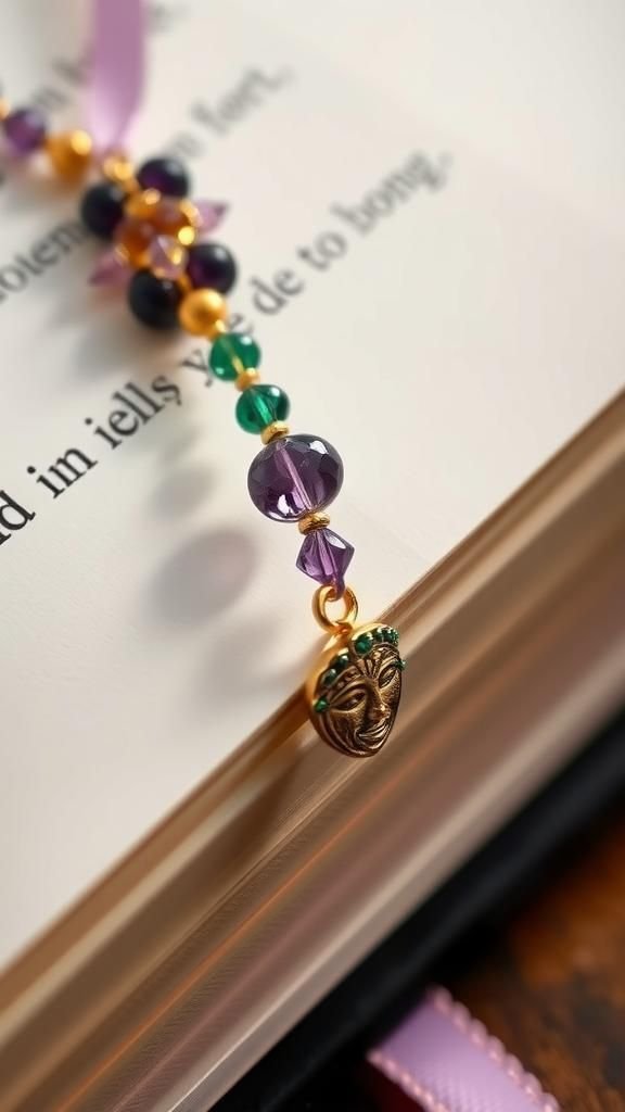Beaded bookmark with delicate charm drop