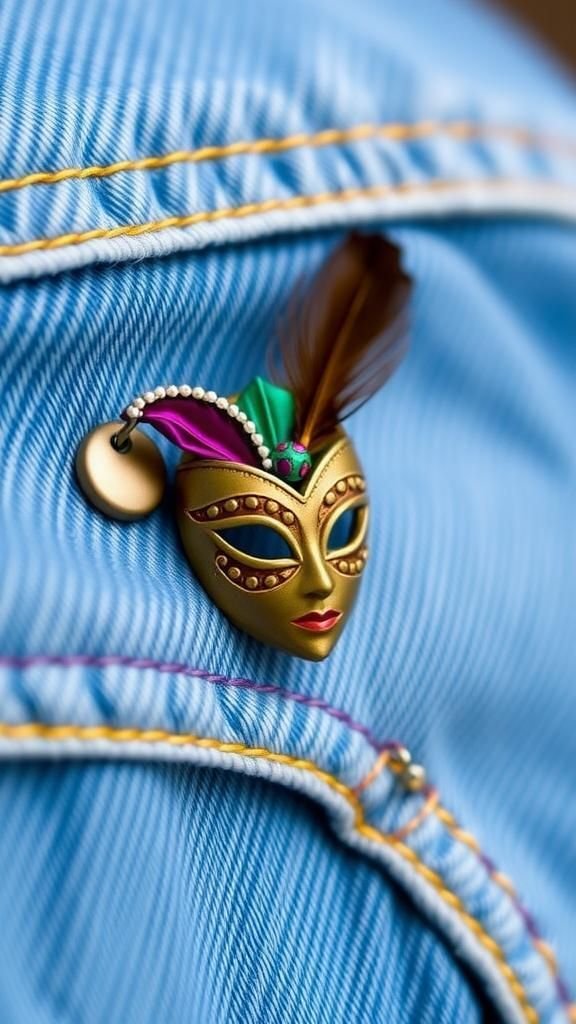 Mask brooches for lapels and bags