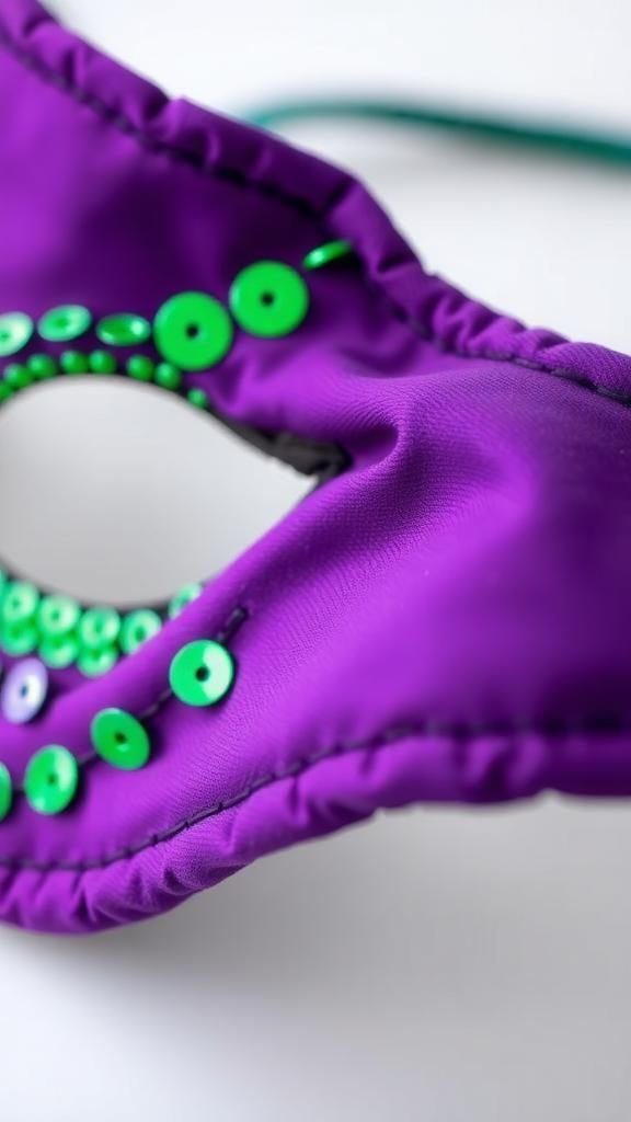 Sewn fabric mask with sequined accents