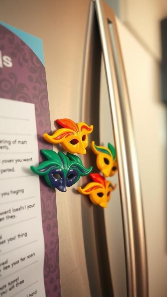 Tiny mask magnets for fridges and lockers