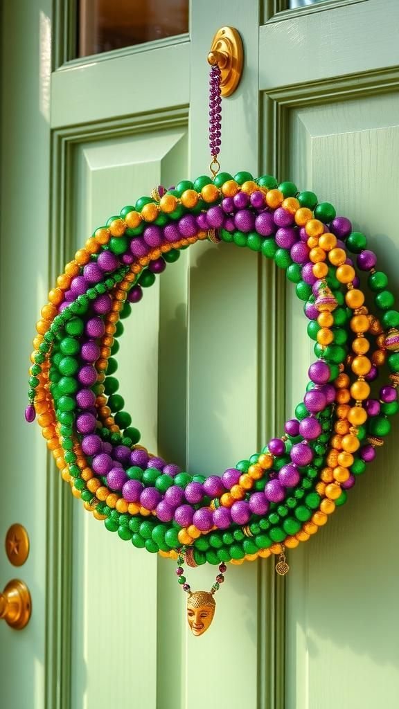 Wreath of beads for a front-door welcome