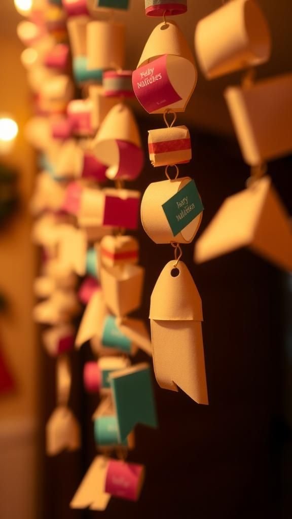 A paper chain countdown garland with pockets