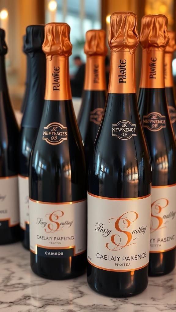 Champagne bottle label wraps with a twist