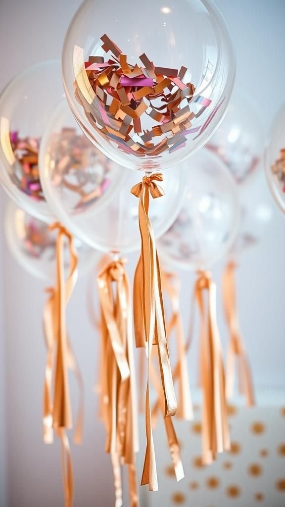 Confetti-filled balloons with shiny tassels