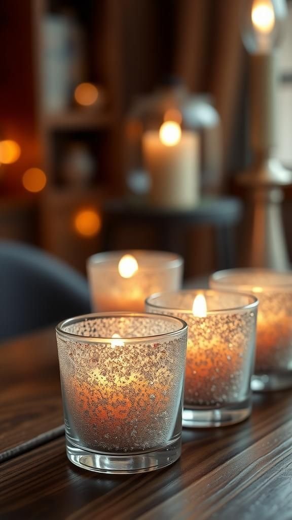 Glittered votive candle holders that twinkle