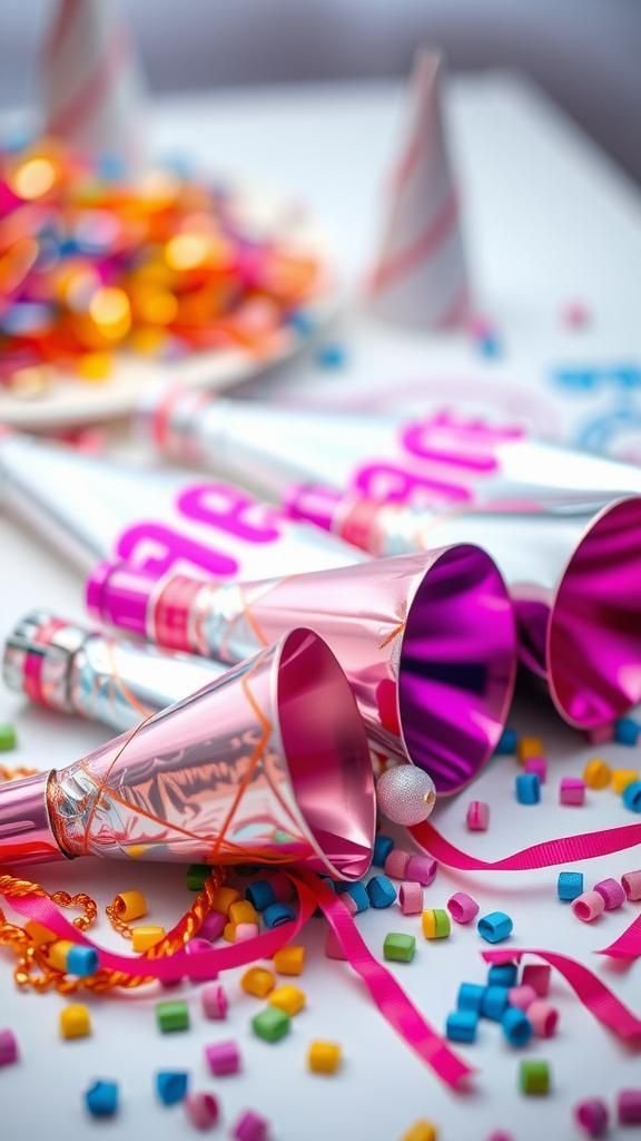 Handmade noise maker horns with joyful rattle