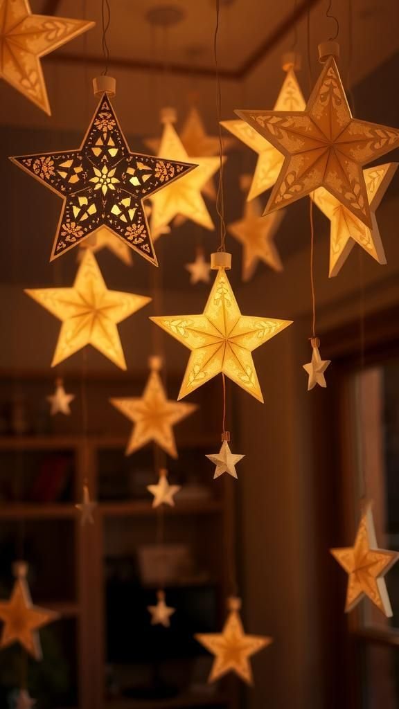 Hanging star lantern mobiles for a night sky