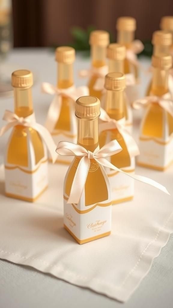 Mini champagne bottle favor boxes for guests
