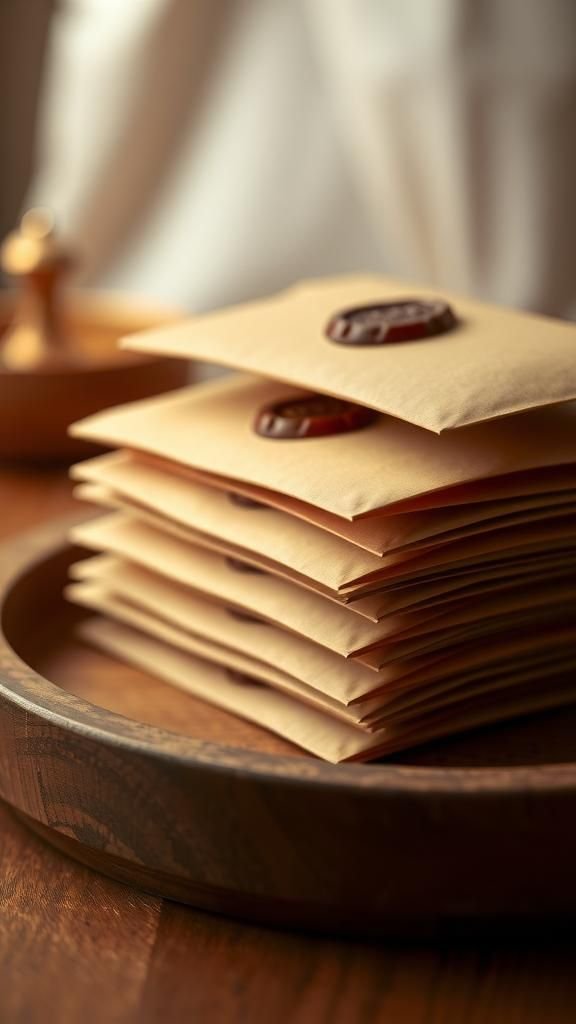 Sealed time capsule envelopes for future notes