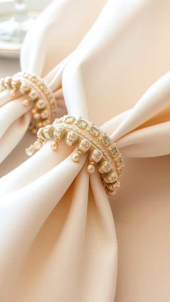 Sparkling napkin rings with tiny charms