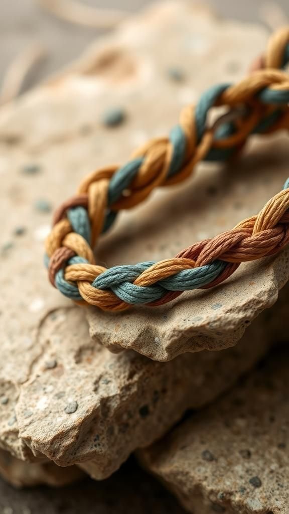 Chunky bracelet braided from leftover strips