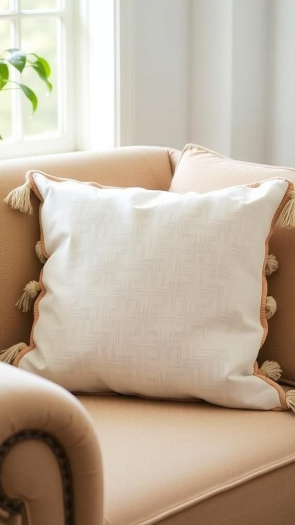 Pillow with playful tied-edge detail