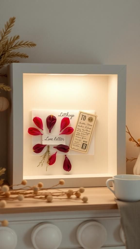 Framed love letter shadow box for mantel